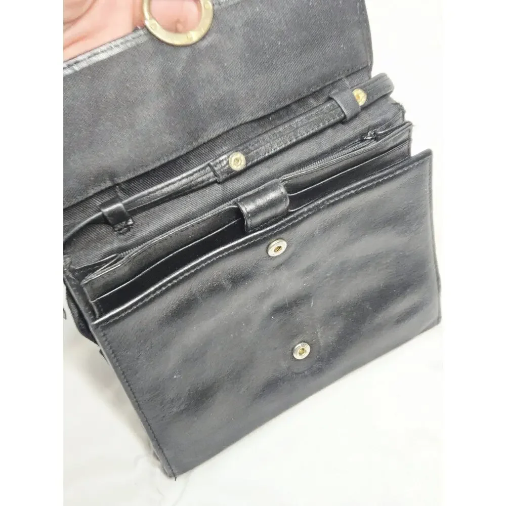 Hobo Vtg Black Genuine Leather Crossbody Anne Klein Boho Inde Retro Grunge 90's